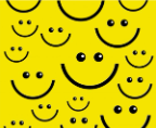 A yellow background with many smiley faces drawn in black